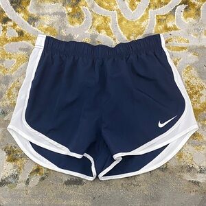EUC Nike Navy Blue and White Performance Dri-Fit Athletic Shorts Size Medium
